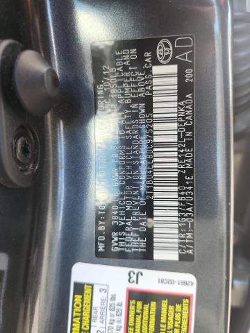 2T1BU4EE8DC975205 - 2013 TOYOTA COROLLA BASE GRAY photo 12