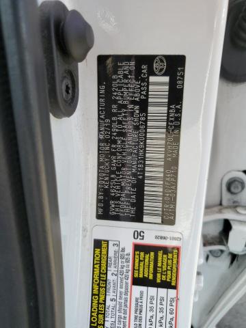 4T1B31HK9KU006785 - 2019 TOYOTA CAMRY LE WHITE photo 12