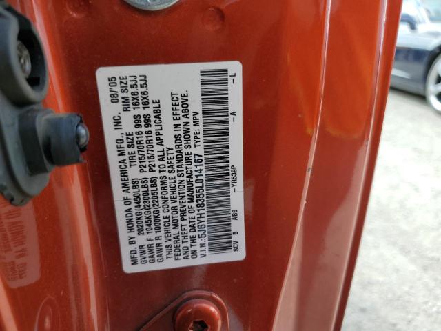 5J6YH18355L014167 - 2005 HONDA ELEMENT LX ORANGE photo 12