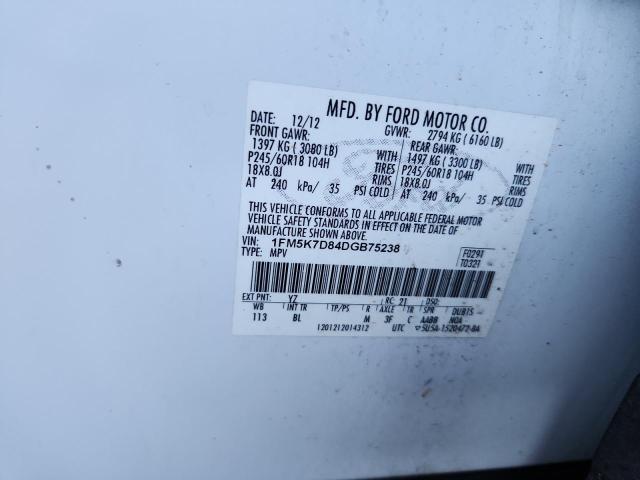 1FM5K7D84DGB75238 - 2013 FORD EXPLORER XLT Biały zdjęcie 12