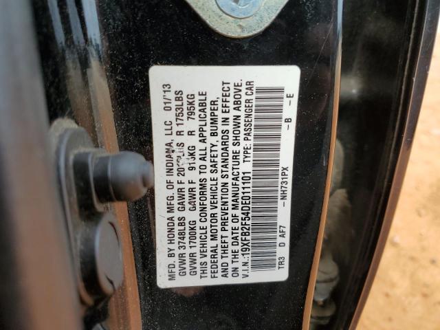 19XFB2F54DE011101 - 2013 HONDA CIVIC LX BLACK photo 13