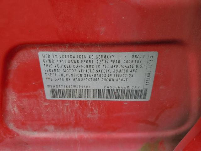 WVWDR71K67W059609 - 2007 VOLKSWAGEN RABBIT RED photo 12