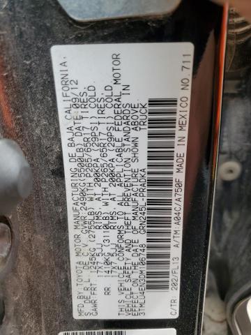 3TMLU4EN3DM106748 - 2013 TOYOTA TACOMA DOUBLE CAB BLACK photo 12