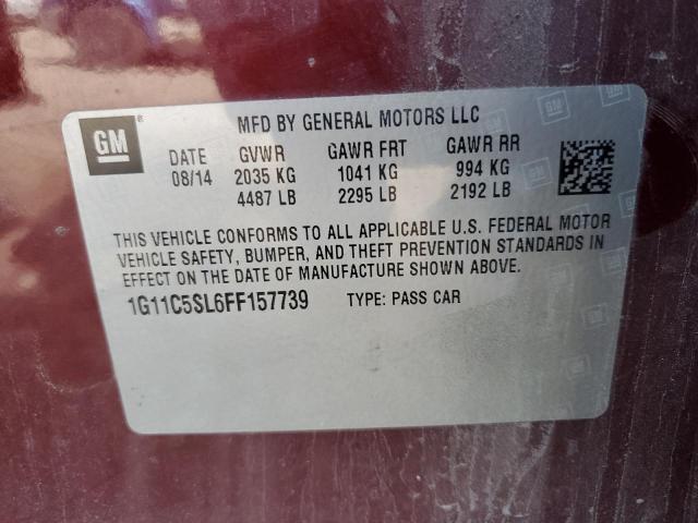 1G11C5SL6FF157739 - 2015 CHEVROLET MALIBU 1LT 红色 照片 12