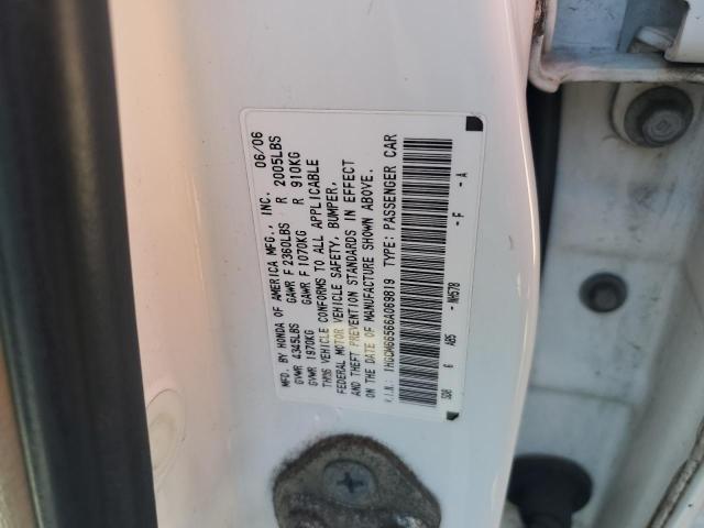 1HGCM66566A069819 - 2006 HONDA ACCORD EX WHITE photo 12