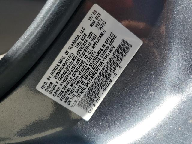 5FNRL3H75AB039705 - 2010 HONDA ODYSSEY EXL GRAY photo 14