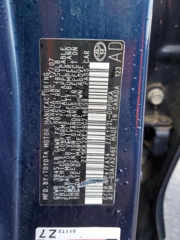 2T1KR32E28C718658 - 2008 TOYOTA COROLLA MA XR BLUE photo 12