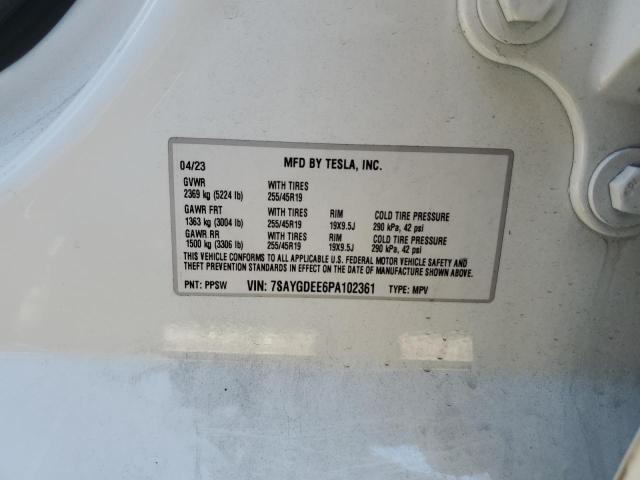 7SAYGDEE6PA102361 - 2023 TESLA MODEL Y WHITE photo 13
