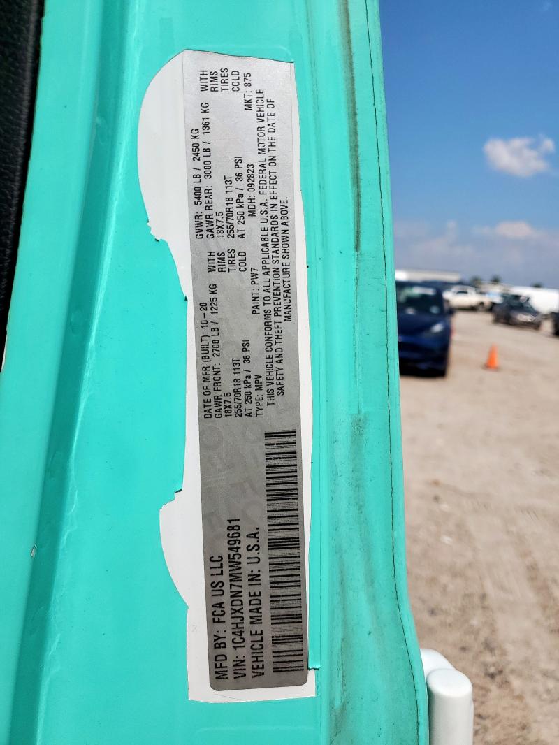 1C4HJXDN7MW549681 - 2021 JEEP WRANGLER U SPORT Turquoise photo 13