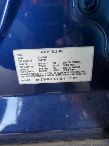 5YJYGDEE7MF075246 - 2021 TESLA MODEL Y Синій фото 13
