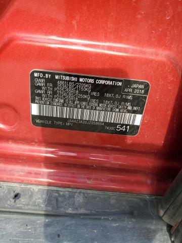 JA4AZ3A30JZ058654 - 2018 MITSUBISHI OUTLANDER SE Rojo foto 13