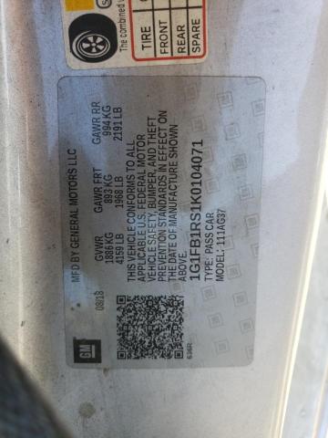 1G1FB1RS1K0104071 - 2019 CHEVROLET CAMARO LS Күміс фото 12