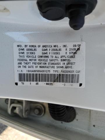 19UUA86589A001275 - 2009 ACURA TL WHITE photo 12