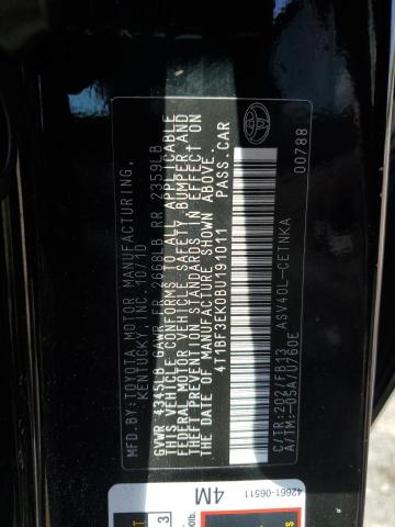 4T1BF3EK0BU191011 - 2011 TOYOTA CAMRY BASE BLACK photo 12
