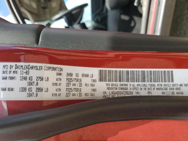 1J4GW48S64C286204 - 2004 JEEP GRAND CHER LAREDO RED photo 12