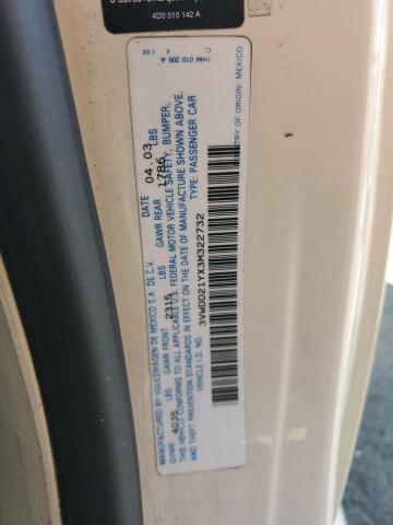 3VWDD21YX3M322732 - 2003 VOLKSWAGEN NEW BEETLE GLX 棕色 照片 12