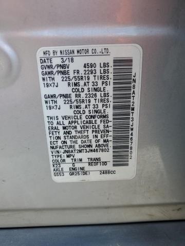 JN8AT2MT3JW467802 - 2018 NISSAN ROGUE S فضي صورة 13