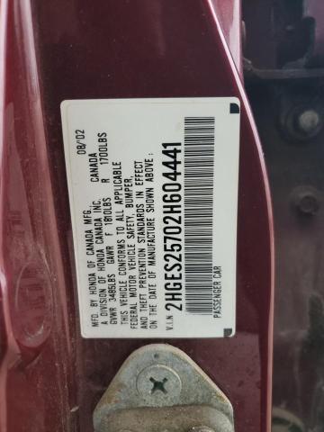 2HGES25702H604441 - 2002 HONDA CIVIC EX MAROON photo 12