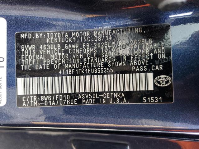 4T1BF1FK1EU855355 - 2014 TOYOTA CAMRY BLUE photo 12