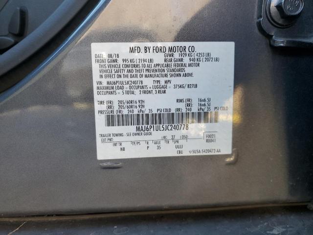 MAJ6P1UL5JC240778 - 2018 FORD ECOSPORT SE GRAY photo 13