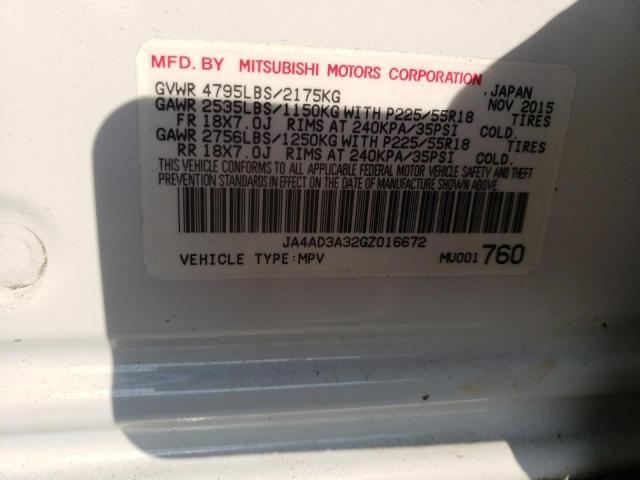 JA4AD3A32GZ016672 - 2016 MITSUBISHI OUTLANDER SE WHITE photo 14