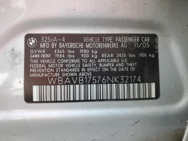 WBAVB17576NK32174 - 2006 BMW 325 I AUTOMATIC SILVER photo 12