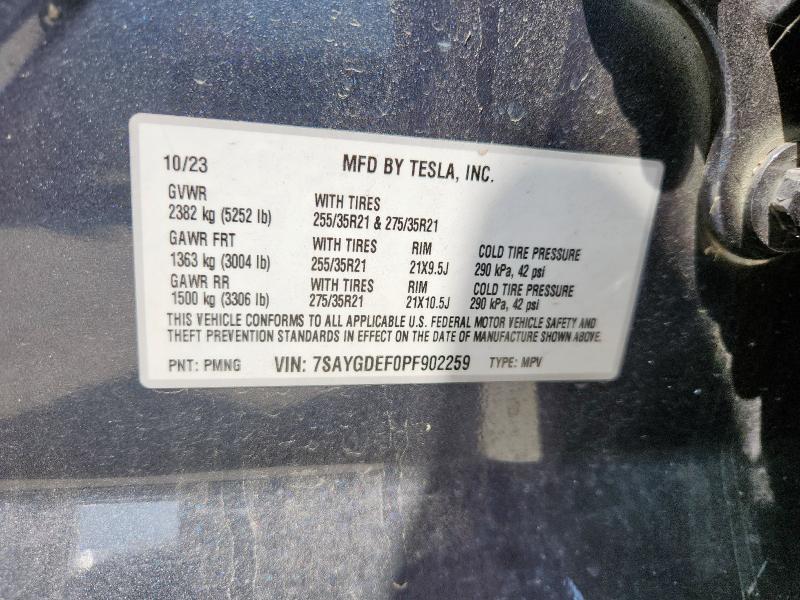 7SAYGDEF0PF902259 - 2023 TESLA MODEL Y Сірий фото 12