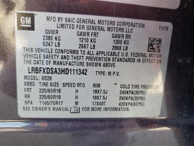 LRBFXDSA3HD111342 - 2017 BUICK ENVISION ESSENCE GRAY photo 12