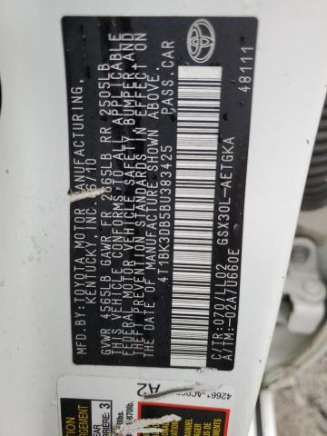 4T1BK3DB5BU383425 - 2011 TOYOTA AVALON BASE Ağ foto 12