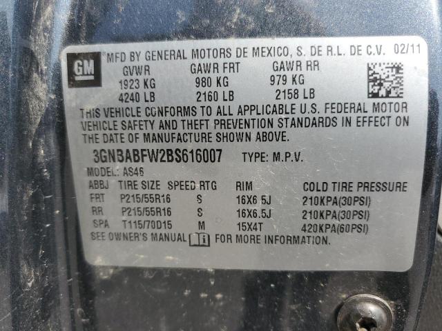 3GNBABFW2BS616007 - 2011 CHEVROLET HHR LT GRAY photo 12