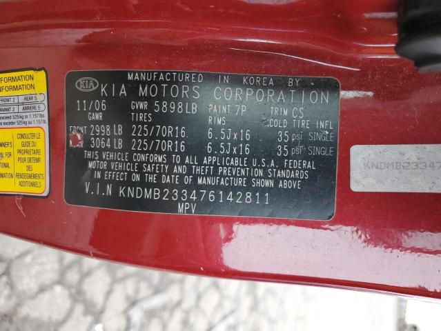 KNDMB233476142811 - 2007 KIA SEDONA EX RED photo 13