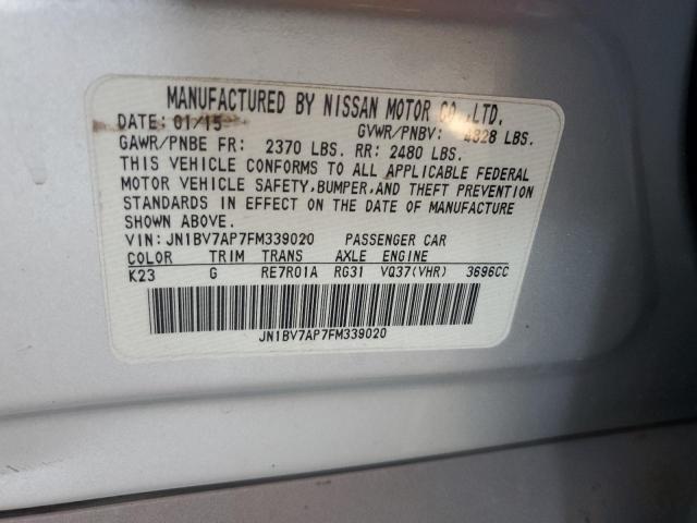 JN1BV7AP7FM339020 - 2015 INFINITI Q50 BASE Gümüş foto 12