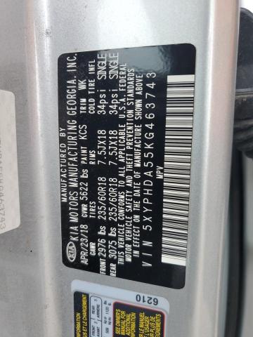 5XYPHDA55KG463743 - 2019 KIA SORENTO EX Gümüş foto 13