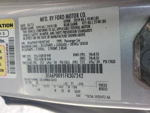 3FA6P0K91FR307242 - 2015 FORD FUSION TITANIUM SILVER photo 13