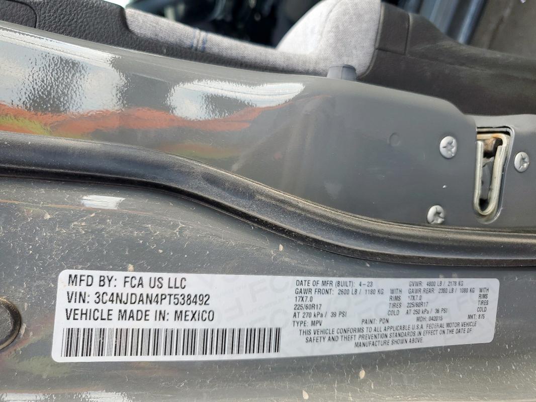 3C4NJDAN4PT538492 - 2023 JEEP COMPASS SPORT GRAY photo 13