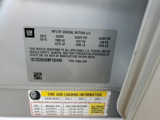 1G1ZC5EU5BF192449 - 2011 CHEVROLET MALIBU 1LT SILVER photo 12