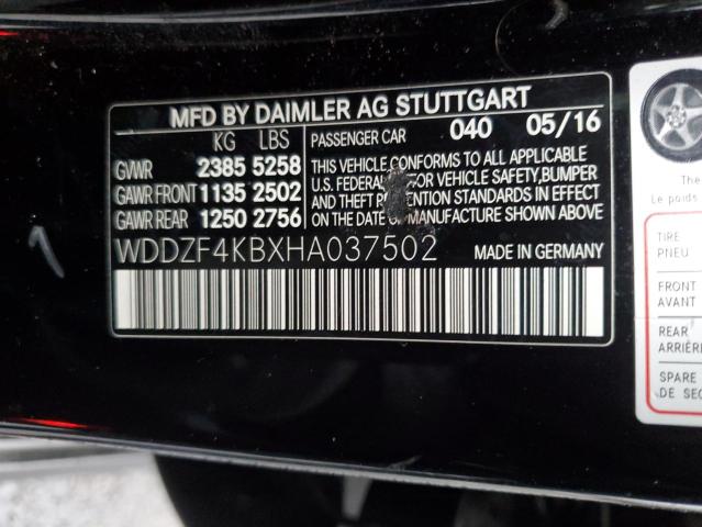 WDDZF4KBXHA037502 - 2017 MERCEDES-BENZ E 300 4MATIC BLACK photo 12