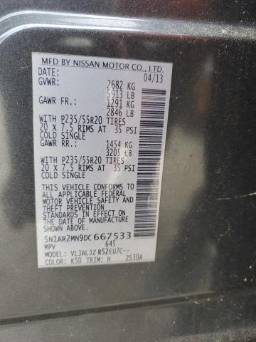 5N1AR2MN9DC667533 - 2013 NISSAN PATHFINDER S Կապույտ լուսանկար 13