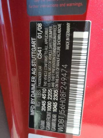 WDBTJ56H08F249474 - 2008 MERCEDES-BENZ CLK 350 წითელი ფოტო 12