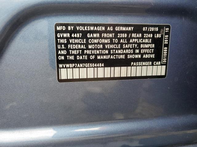 WVWBP7AN7GE504484 - 2016 VOLKSWAGEN CC BASE BLUE photo 12