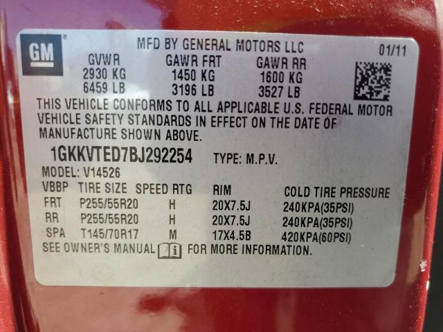 1GKKVTED7BJ292254 - 2011 GMC ACADIA DENALI BURGUNDY photo 13