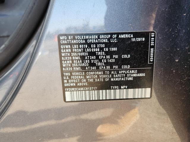 1V2UR2CA8KC613717 - 2019 VOLKSWAGEN ATLAS SE Сұр фото 14
