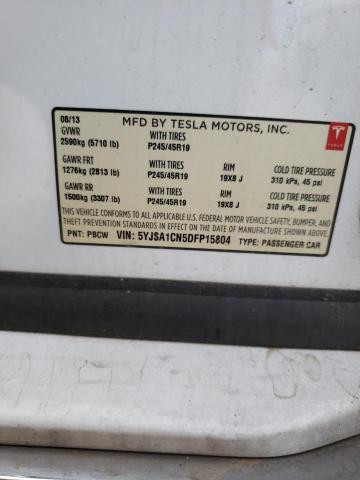 5YJSA1CN5DFP15804 - 2013 TESLA MODEL S Սպիտակ լուսանկար 12
