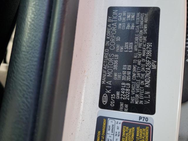 KNDJN2A26F7186791 - 2015 KIA SOUL WHITE photo 12