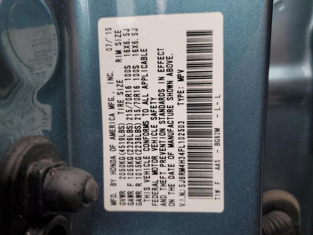 5J6RM4H34FL102503 - 2015 HONDA CR-V LX TURQUOISE photo 13