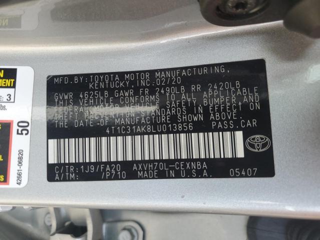 4T1C31AK8LU013856 - 2020 TOYOTA CAMRY LE SILVER photo 12