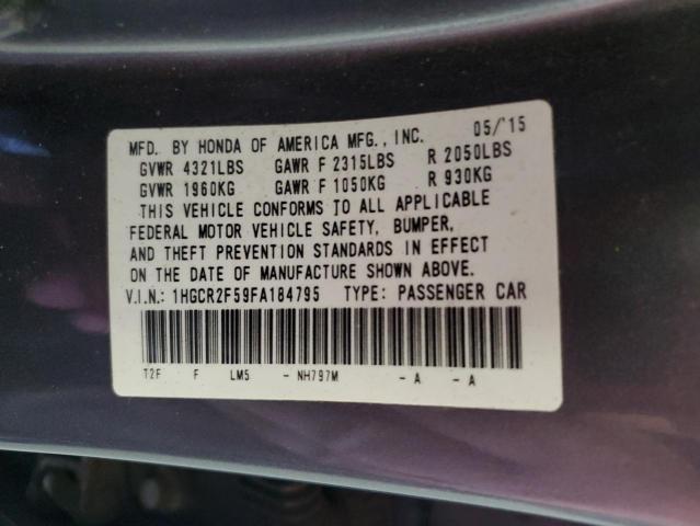 1HGCR2F59FA184795 - 2015 HONDA ACCORD SPORT 灰色 照片 12