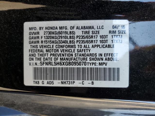 5FNRL5H6XGB095070 - 2016 HONDA ODYSSEY EXL 黑色 照片 13