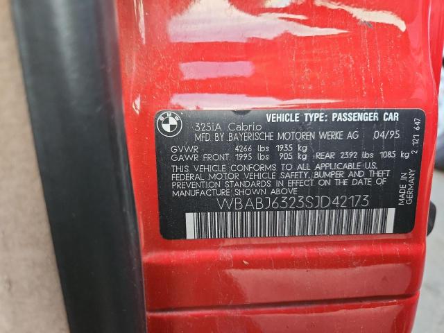 WBABJ6323SJD42173 - 1995 BMW 325 IC AUTOMATIC RED photo 13