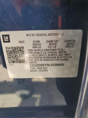 1G1ZD5ST9LF030690 - 2020 CHEVROLET MALIBU LT BLUE photo 12